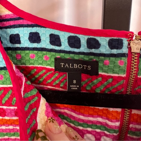 Talbots Retro Floral Stripe Sleeveless Dress, size 8 - Picture 2 of 7